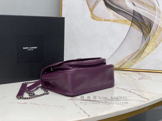 YSL爆款女士包包 聖羅蘭經典款油蠟抓皺牛皮小號郵差包 YSL肩背斜挎包 533037  jjh1107